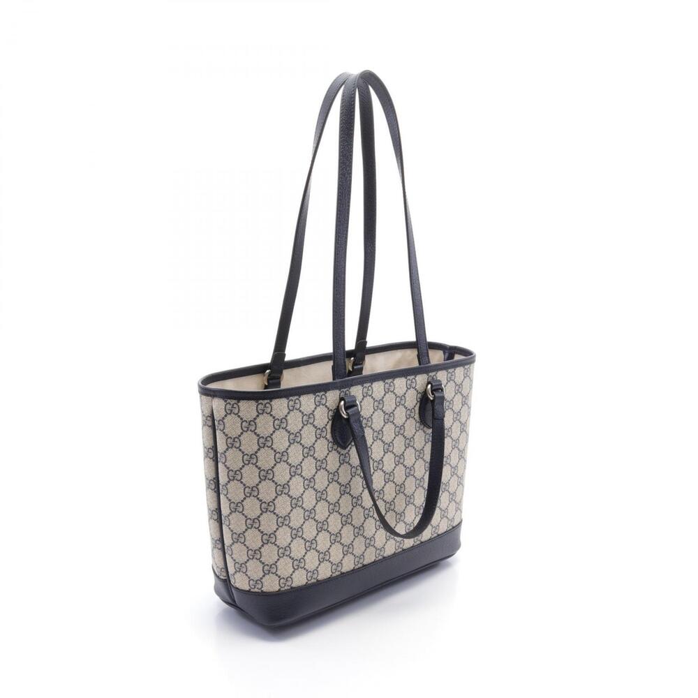 Gucci Ophidia GG Supreme Tote Bag Canvas Leather Navy Blue Beige - Picture 2 of 4
